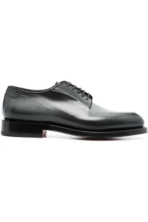 santoni Almond-toe leather derby shoes