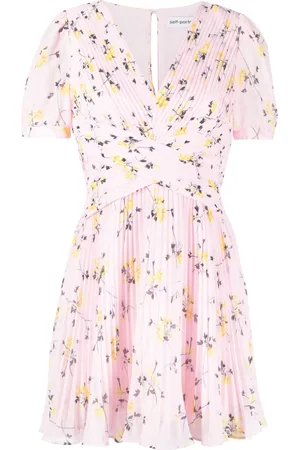 Self-Portrait Floral-print pleated minidress