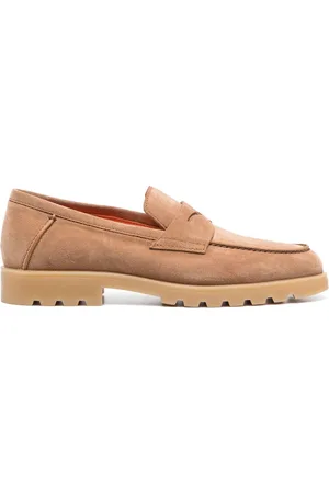 santoni Almond-toe suede loafers