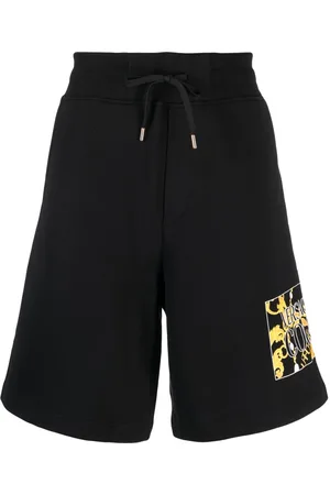 VERSACE Logo-print cotton track shorts