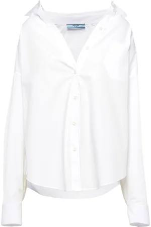 Prada Logo-embroidered poplin shirt