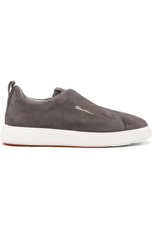 santoni Logo-print suede sneakers