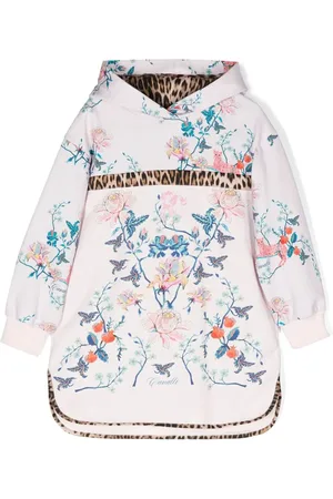 Roberto Cavalli Floral-print contrast-trim hoodie
