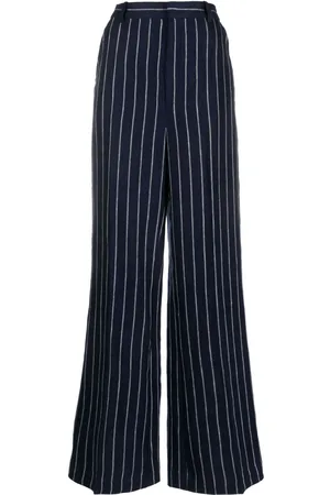 Ralph Lauren Pinstriped wide-leg linen trousers