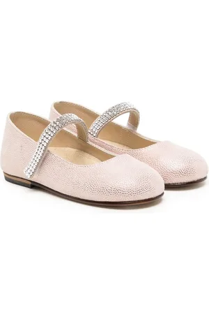 Babywalker Crystal-embellished leather ballerinas