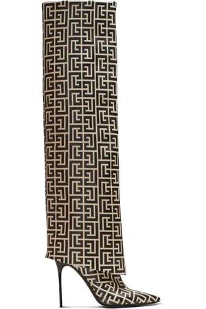 Balmain Ariel monogram knee-high boots