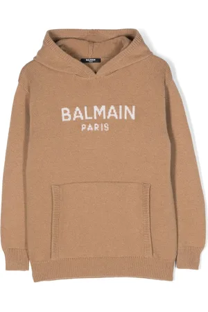 Balmain Intarsia-knitted logo hoodie