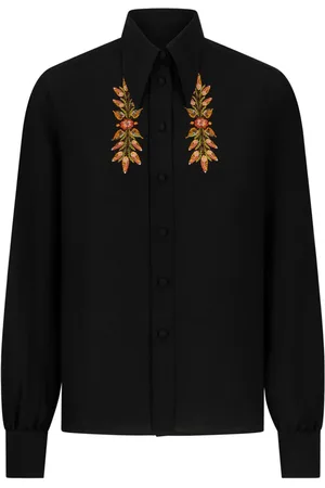 Etro Leaf-embroidery silk shirt