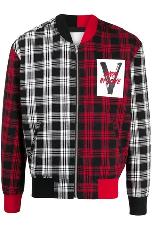 Ports V Mix-plaid cotton bomber jacket