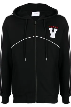Ports V Logo-embroidered drawstring cotton hoodie