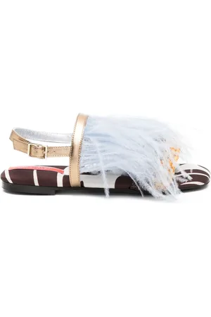 La DoubleJ Medal feather-trim sandals