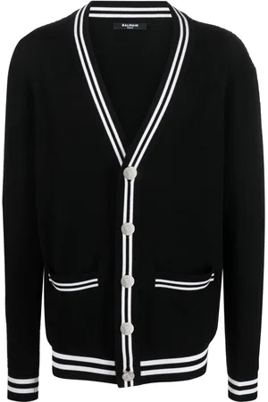 Balmain Contrasting-trim V-neck cardigan