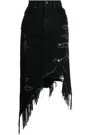 JNBY Asymmetric ripped denim skirt