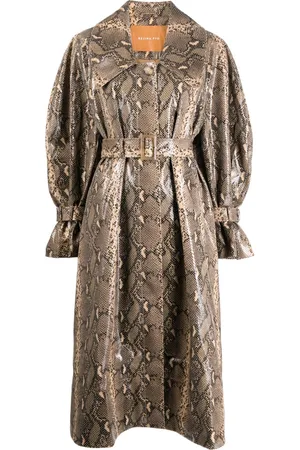 REJINA PYO Snakeprint-effect belted-waist coat