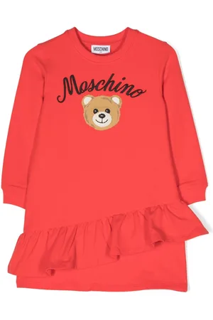 Moschino Logo-embroidered ruffled A-line dress