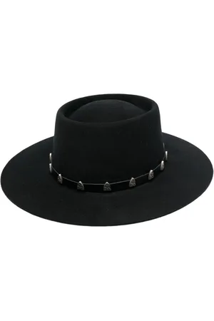 Philipp Plein Stud-embellished wool boater hat