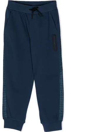 Emporio Armani Logo-patch drawstring cotton pants