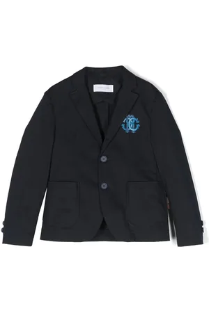 Roberto Cavalli Embroidered-logo single-breasted blazer