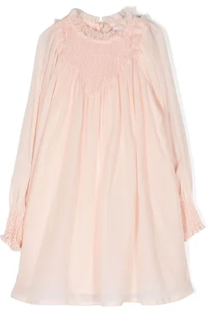 Chloé Ruffle-trim wool-cotton flared dress