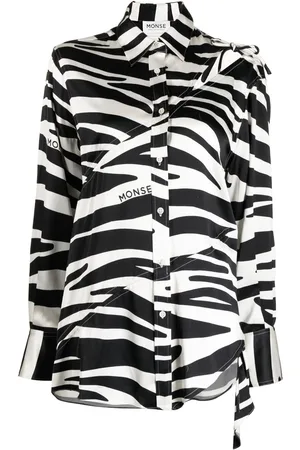 MONSE Zebra-print slashed-detail silk shirt