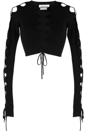 MONSE Lace-up detail cropped jumper