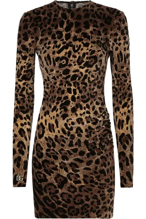 Dolce & Gabbana Logo-plaque leopard-print dress