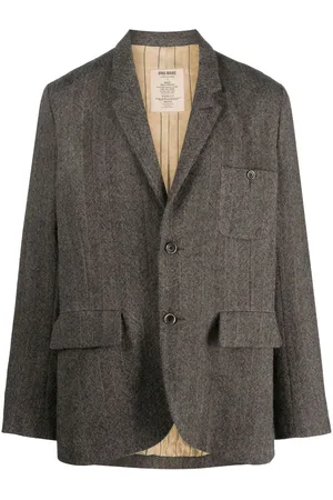 UMA WANG Herringbone-pattern single-breasted blazer