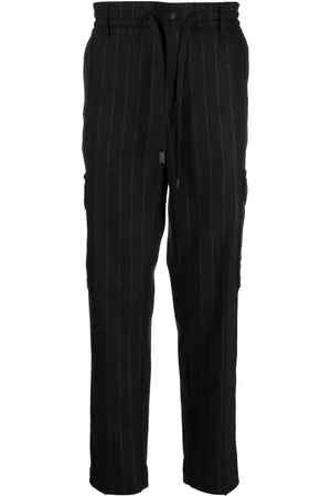 VERSACE Drawstring-waist striped trousers
