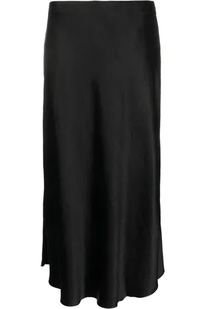 Vince Satin-finish draped midi skirt