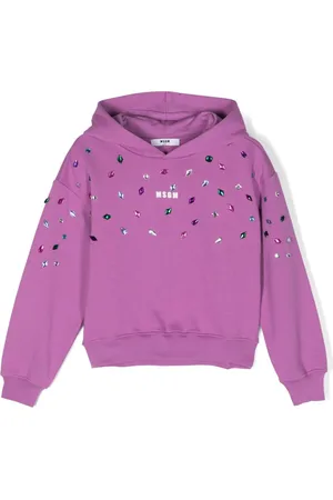 Msgm Crystal-embellished logo-print hoodie