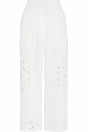 Dolce & Gabbana Embroidered cropped linen trousers