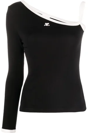 Courrèges Logo-embroidered one-shoulder top