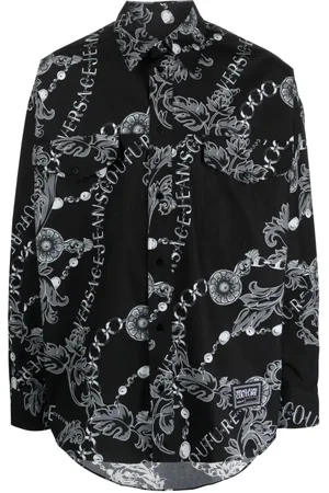 VERSACE Chain Couture-print cotton shirt