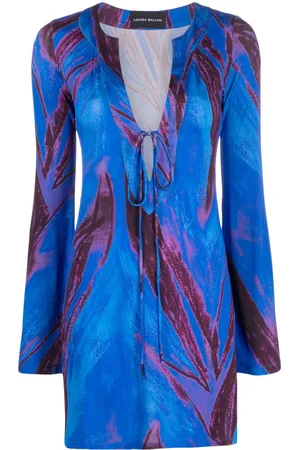Louisa Ballou Abstract-print long-sleeved kaftan dress