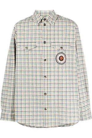 Kenzo Checked logo-patch shirt