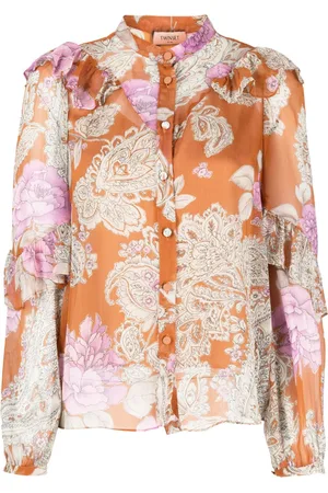 Twin-Set Floral-print ruffled blouse