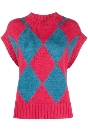 La DoubleJ Argyle intarsia-knit vest