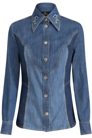 Etro Floral-embroidered denim shirt
