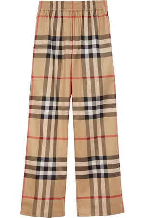 Burberry Check-pattern flared cotton trousers
