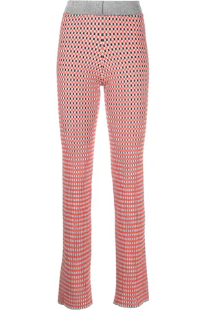 Paco rabanne Check-pattern ribbed-knit trousers