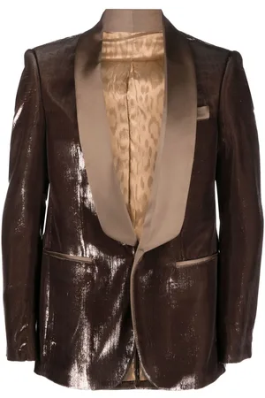 Roberto Cavalli Metallic-sheen single-breasted blazer