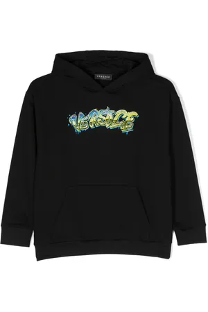 VERSACE Logo-embroidered cotton hoodie