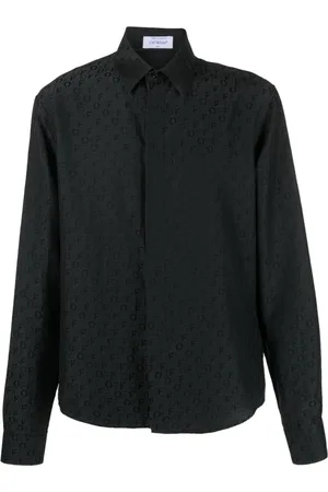 OFF-WHITE Logo-print silk-cotton shirt