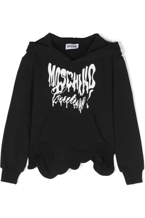 Moschino Asymmetric logo-print hoodie