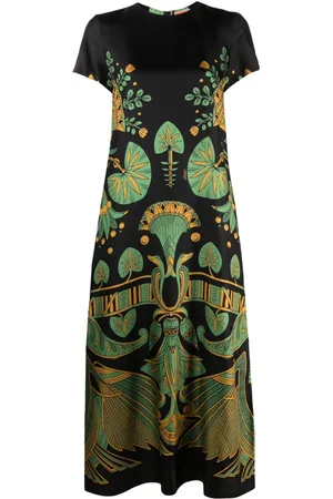 La DoubleJ Swing graphic-print silk dress