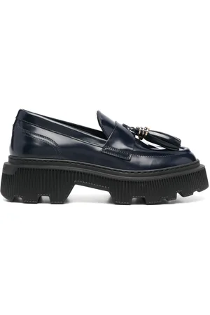 santoni Tassel leather loafers