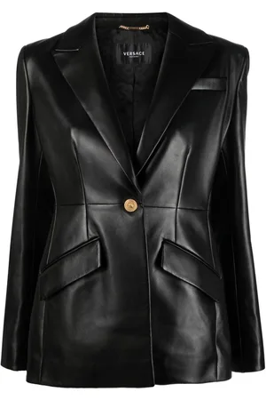 VERSACE Single-breasted leather blazer
