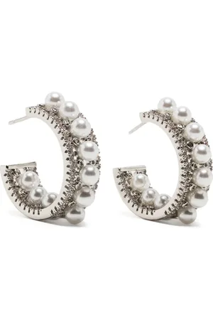 Hzmer Jewelry Pearl-embellished hoops