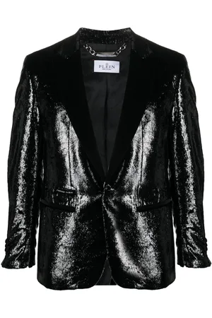 Philipp Plein Metallic-effect single-breasted blazer