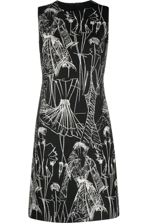 AKRIS Croquis-print sleeveless minidress
